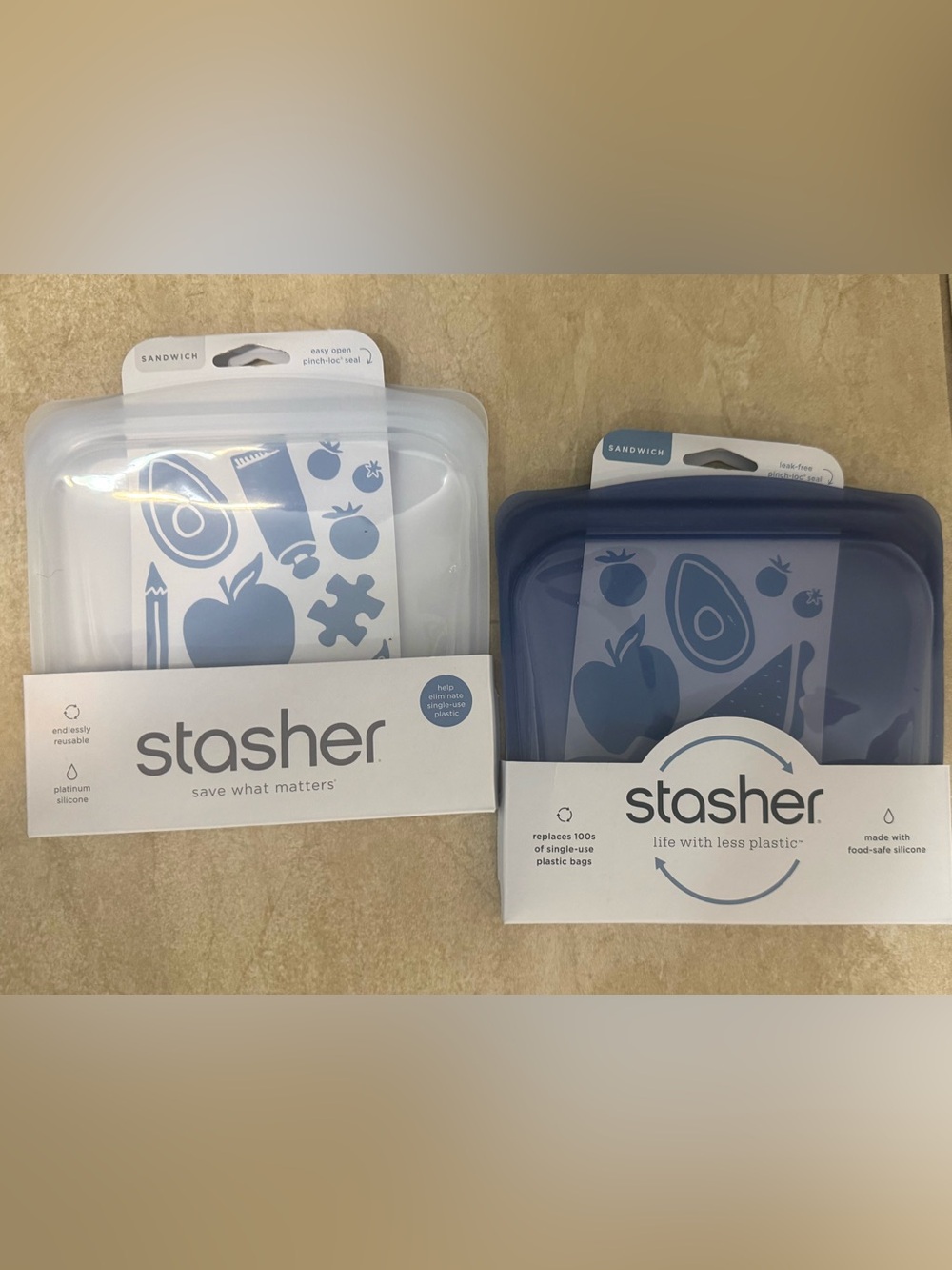 Stasher™ Stand Up 1/2 Gallon, 2 Cup Bowl, 2 sandwich, 1 snack & 2 Pocket Size - Picture 5 of 8